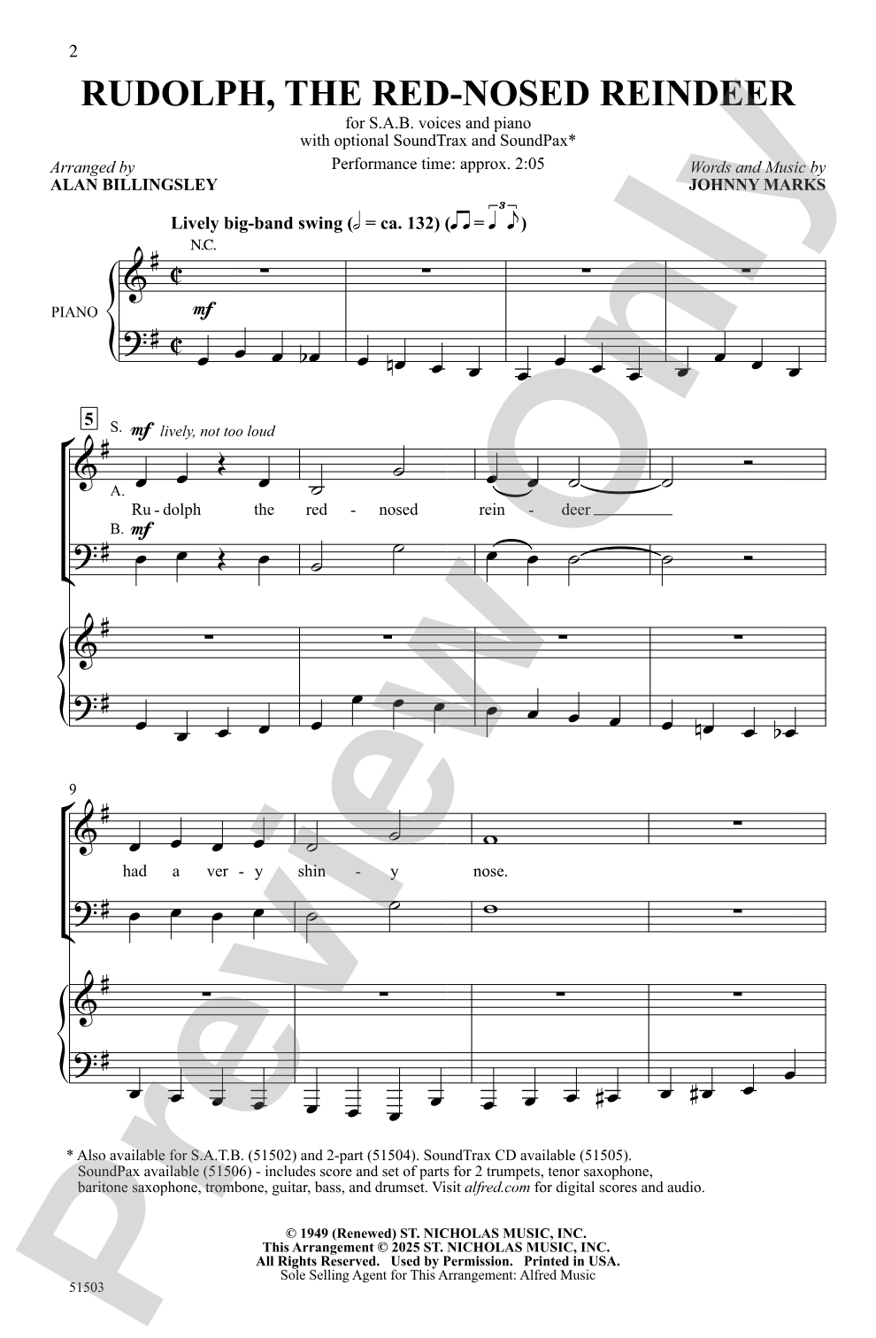 Rudolph, the Red-Nosed Reindeer: SAB Choral Octavo