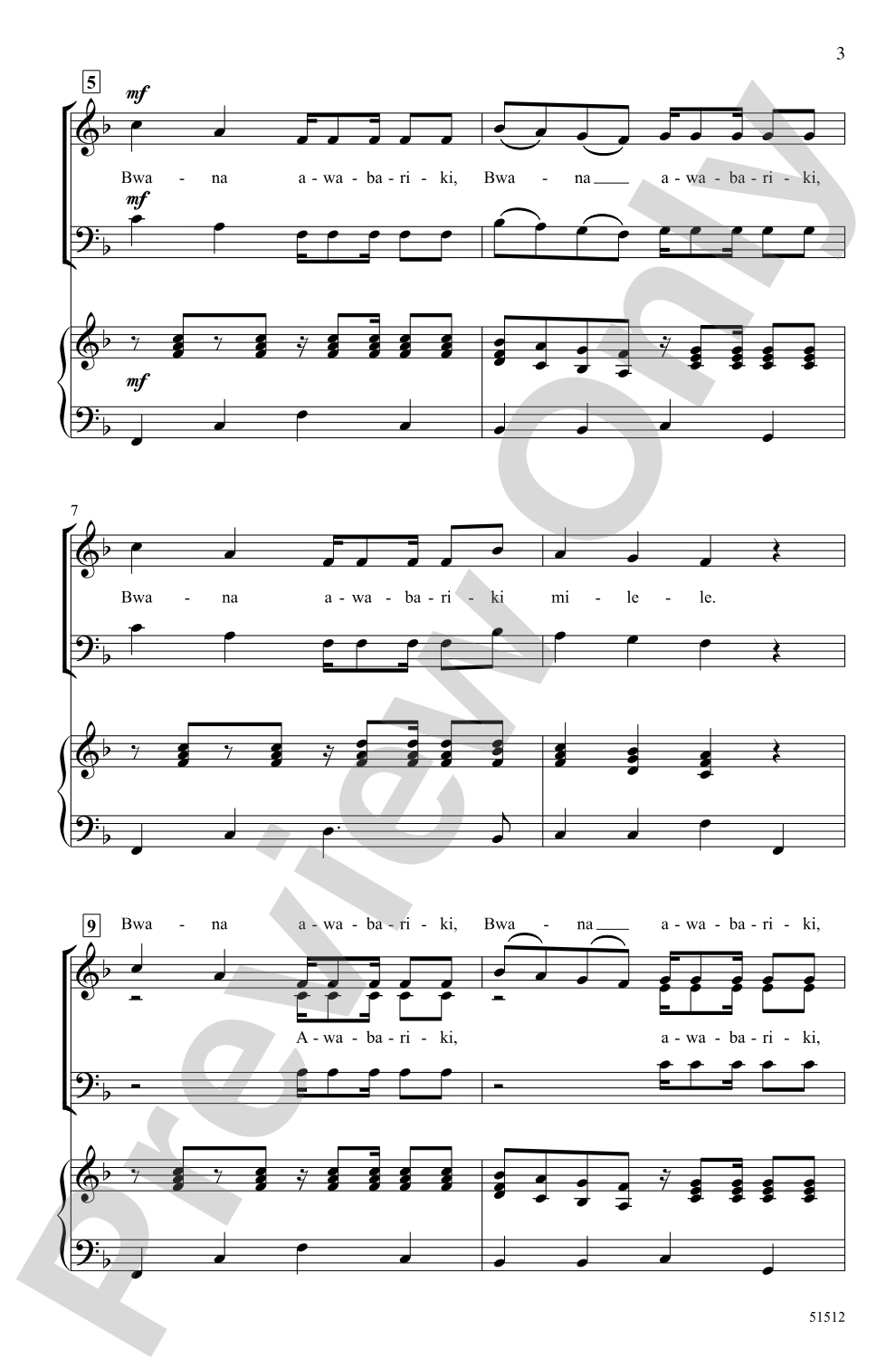 Bwana Awabariki: 3-Part Mixed Choral Octavo