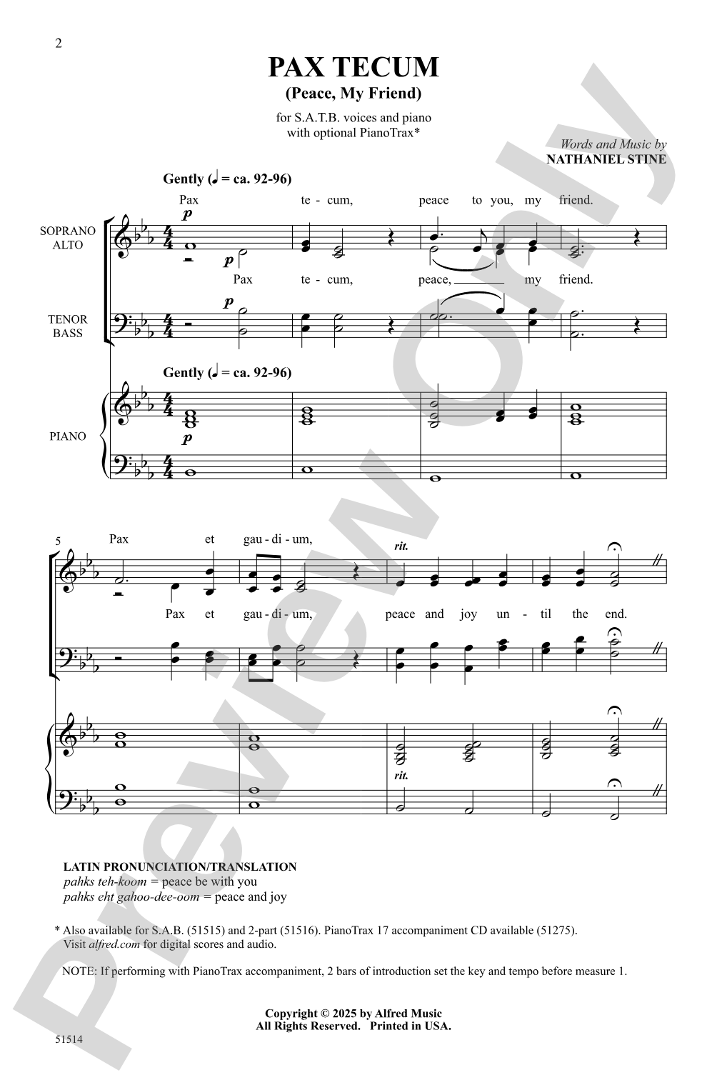 Pax Tecum: SATB Choral Octavo