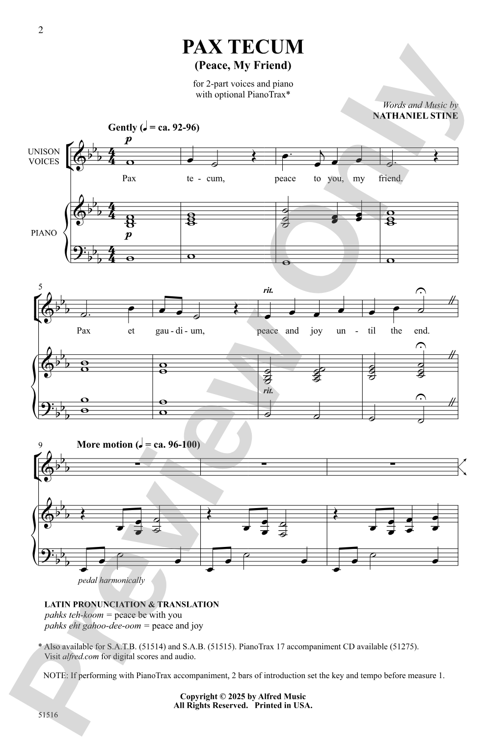 Pax Tecum: 2-Part Choral Octavo