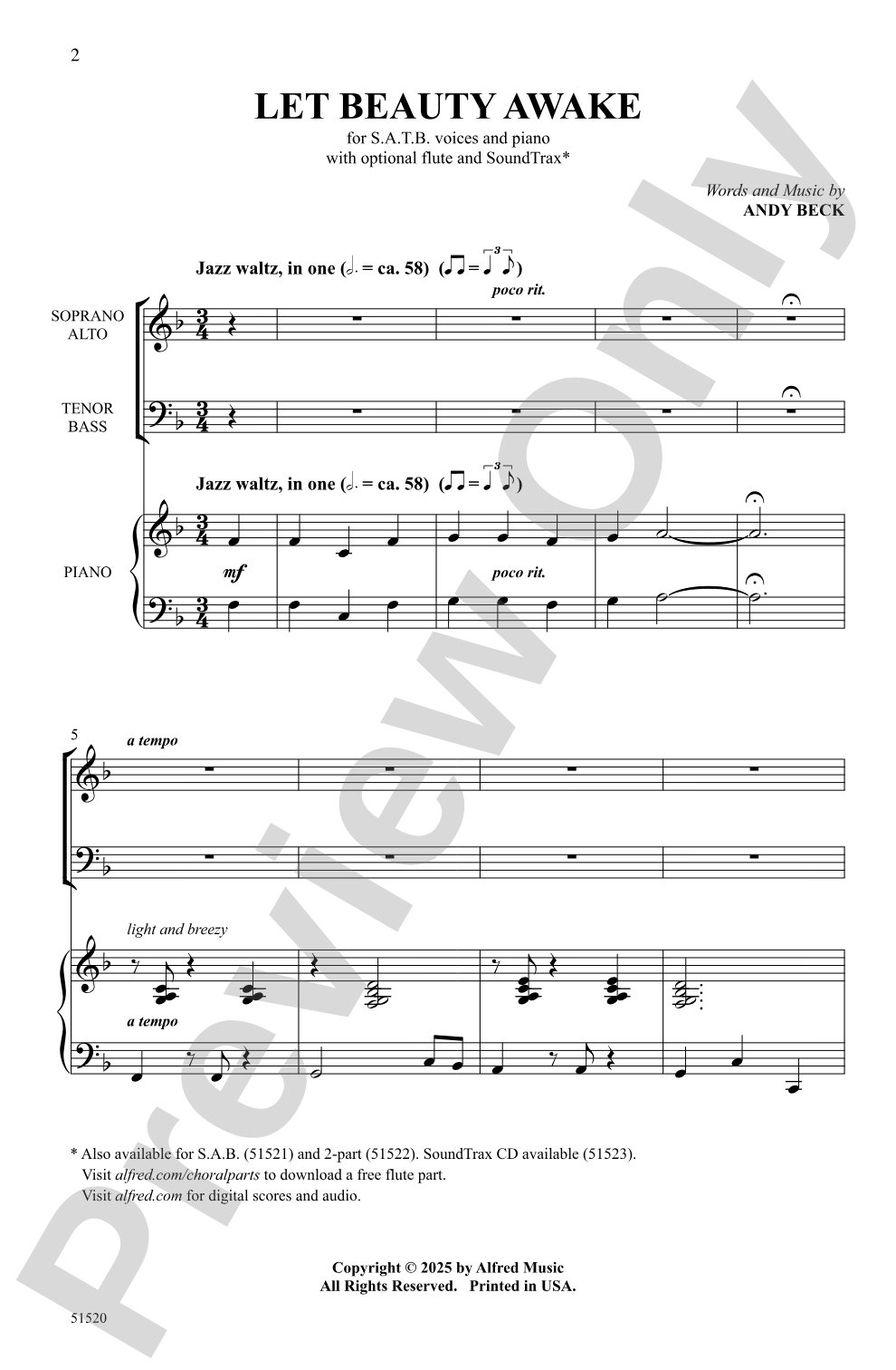 Let Beauty Awake: SATB Choral Octavo