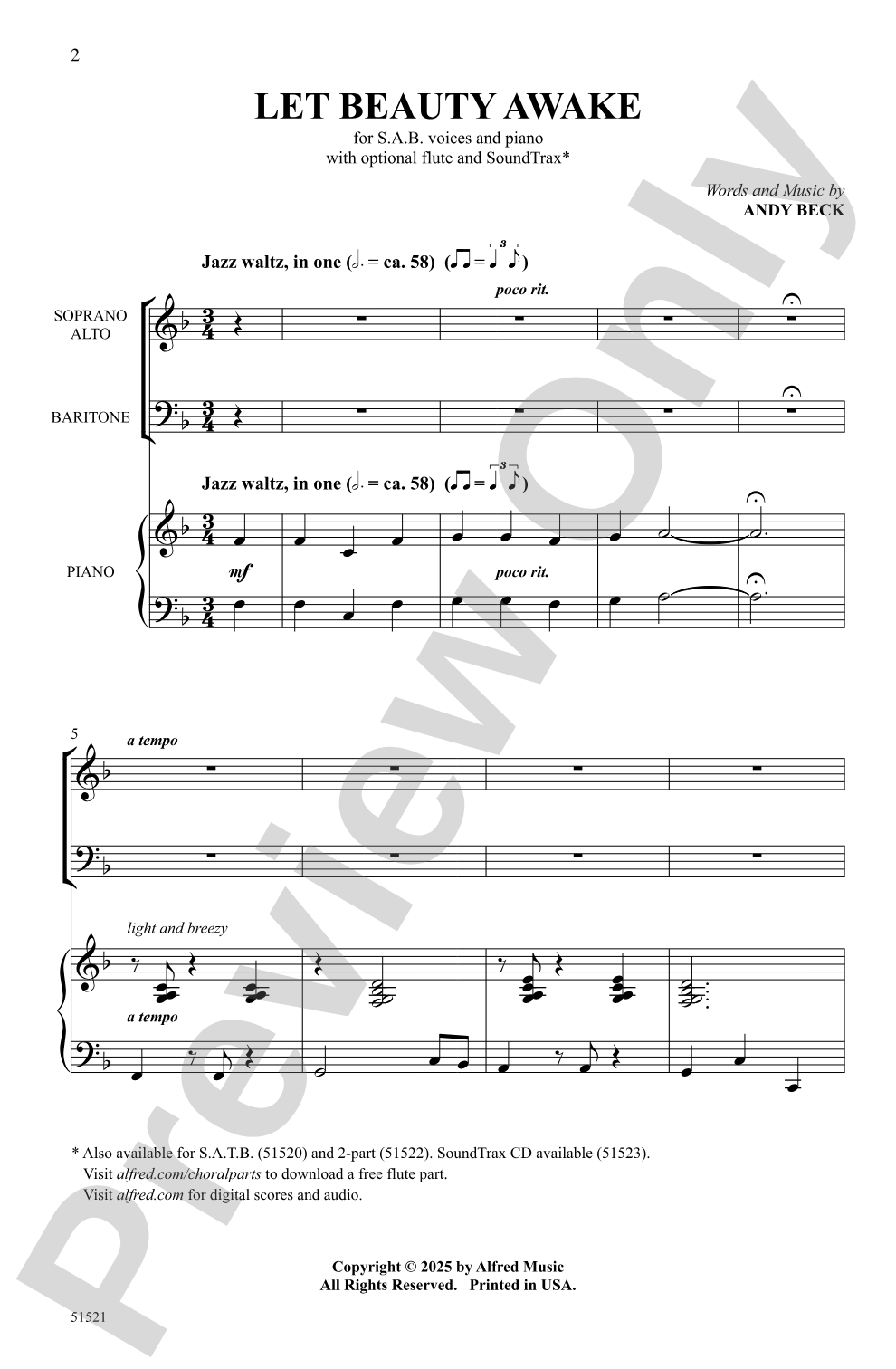 Let Beauty Awake: SAB Choral Octavo