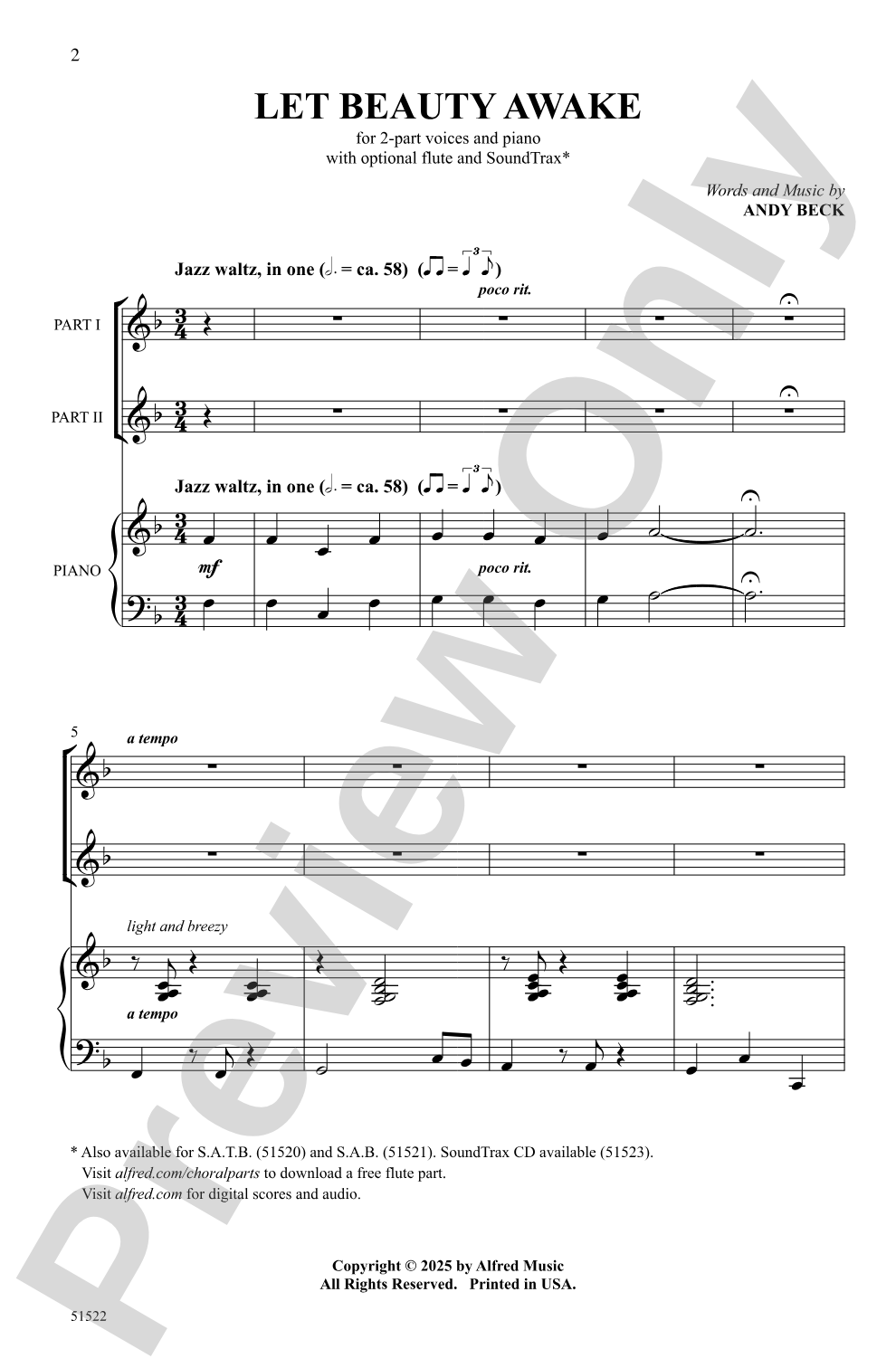 Let Beauty Awake: 2-Part Choral Octavo