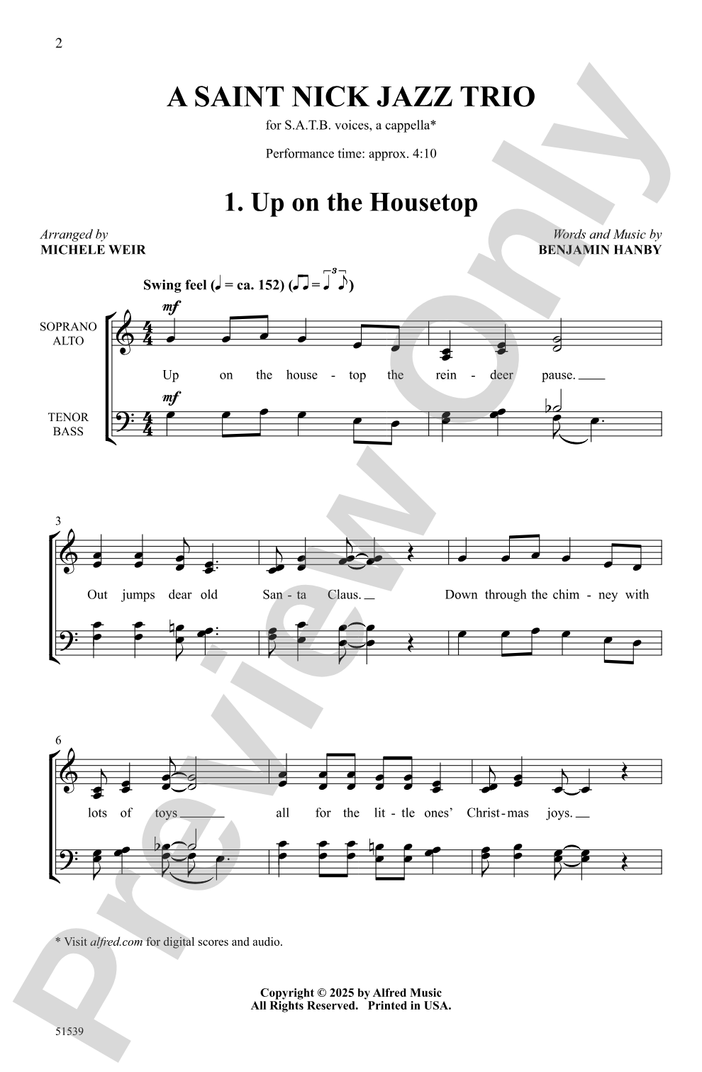 A Saint Nick Jazz Trio: SATB <i>a cappella</i> Choral Octavo