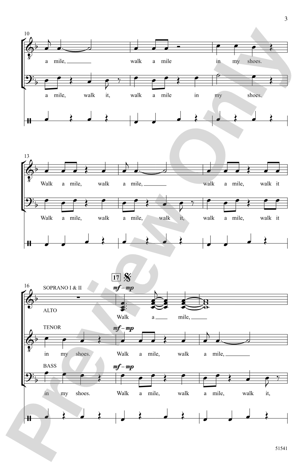 Walk a Mile in My Shoes: SSATB <i>a cappella</i> Choral Octavo