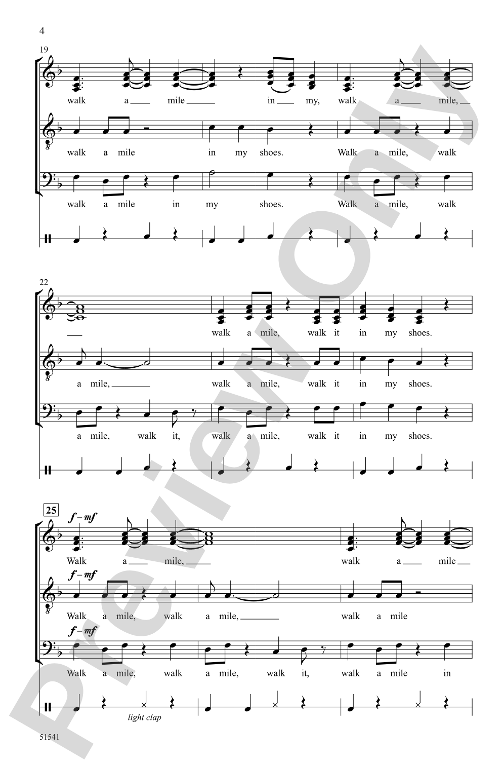 Walk a Mile in My Shoes: SSATB <i>a cappella</i> Choral Octavo