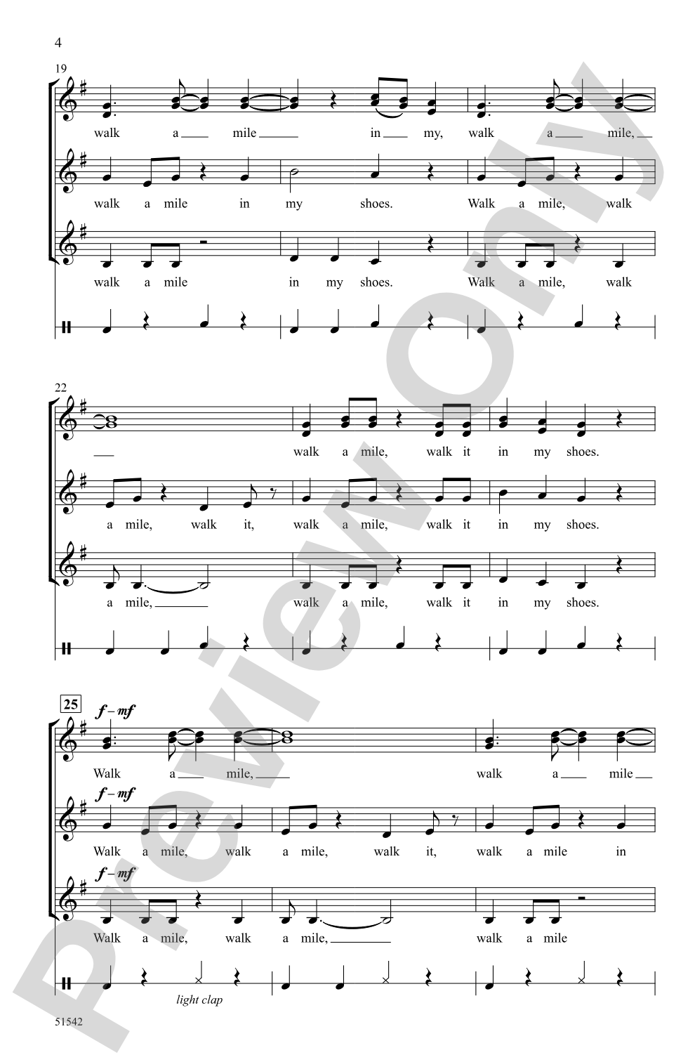 Walk a Mile in My Shoes: SSAA <i>a cappella</i> Choral Octavo