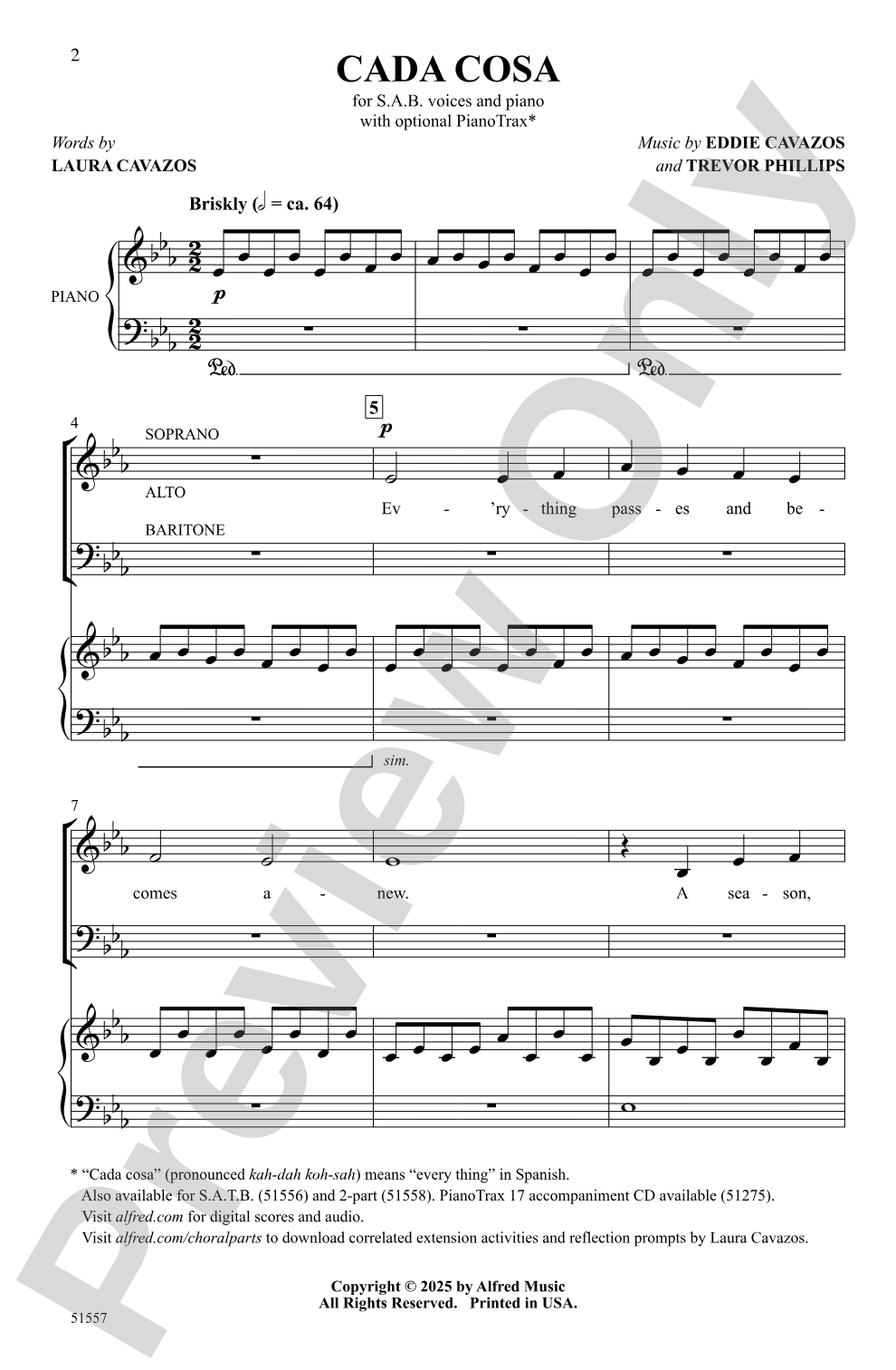 Cada Cosa: SAB Choral Octavo
