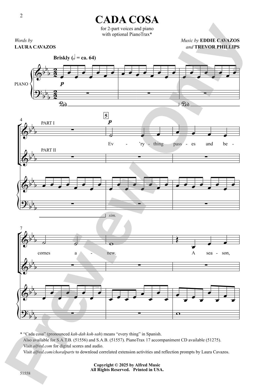 Cada Cosa: 2-Part Choral Octavo