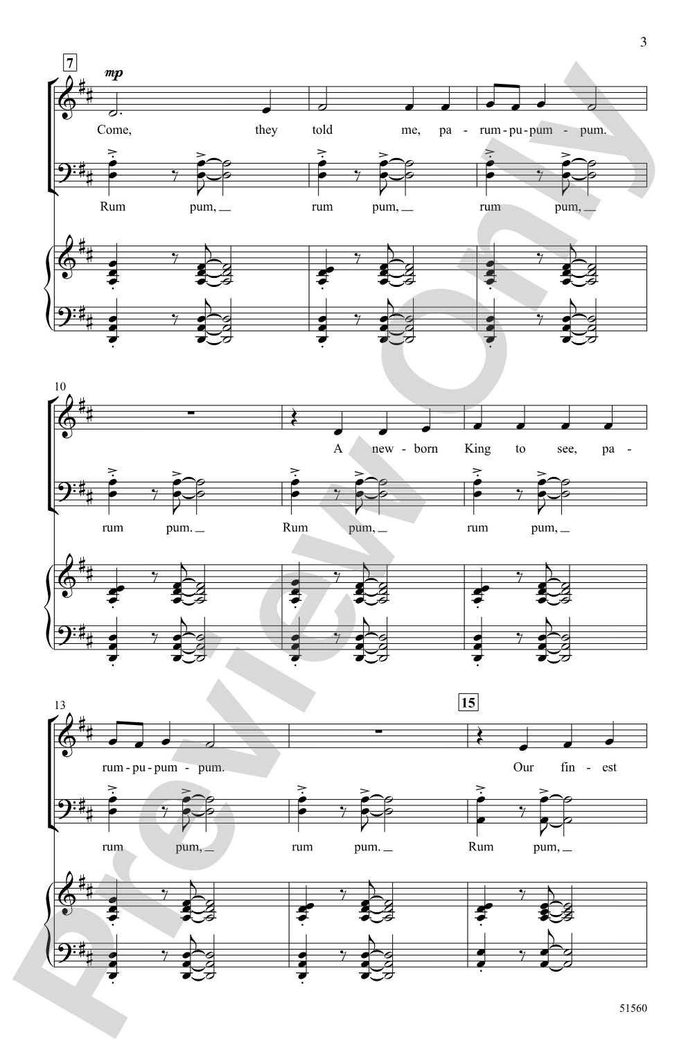 The Little Drummer Boy: SATB Choral Octavo