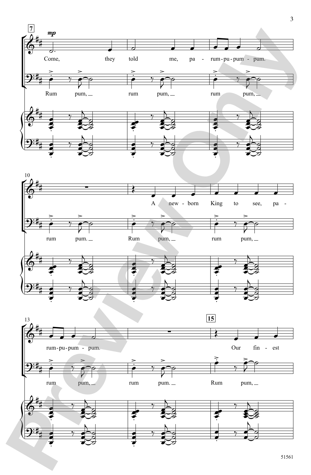 The Little Drummer Boy: SAB Choral Octavo