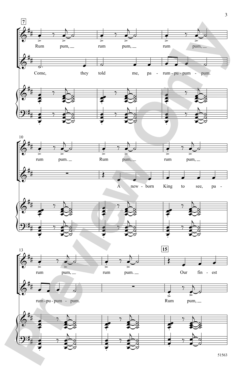 The Little Drummer Boy: 2-Part/SSA Choral Octavo