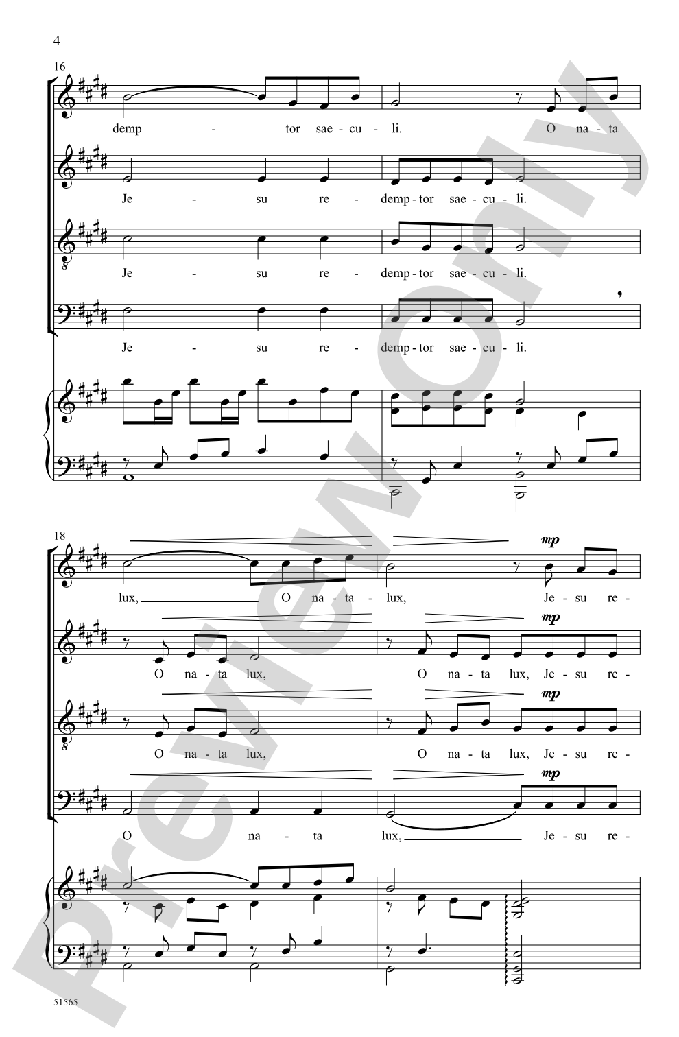 O Nata Lux: SATB Choral Octavo