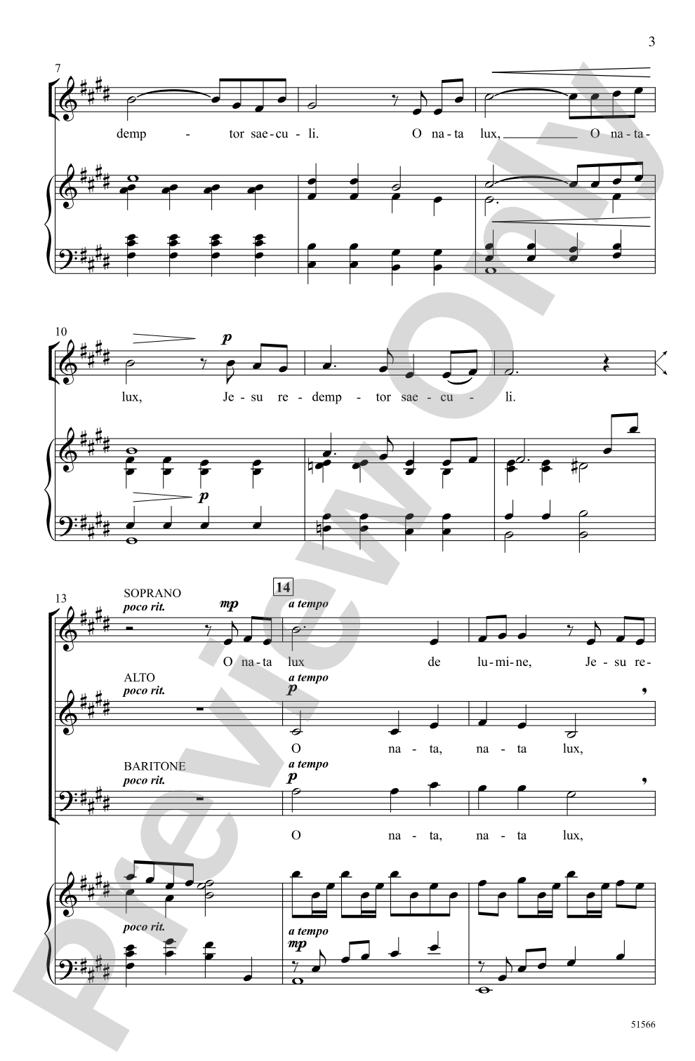 O Nata Lux: SAB Choral Octavo