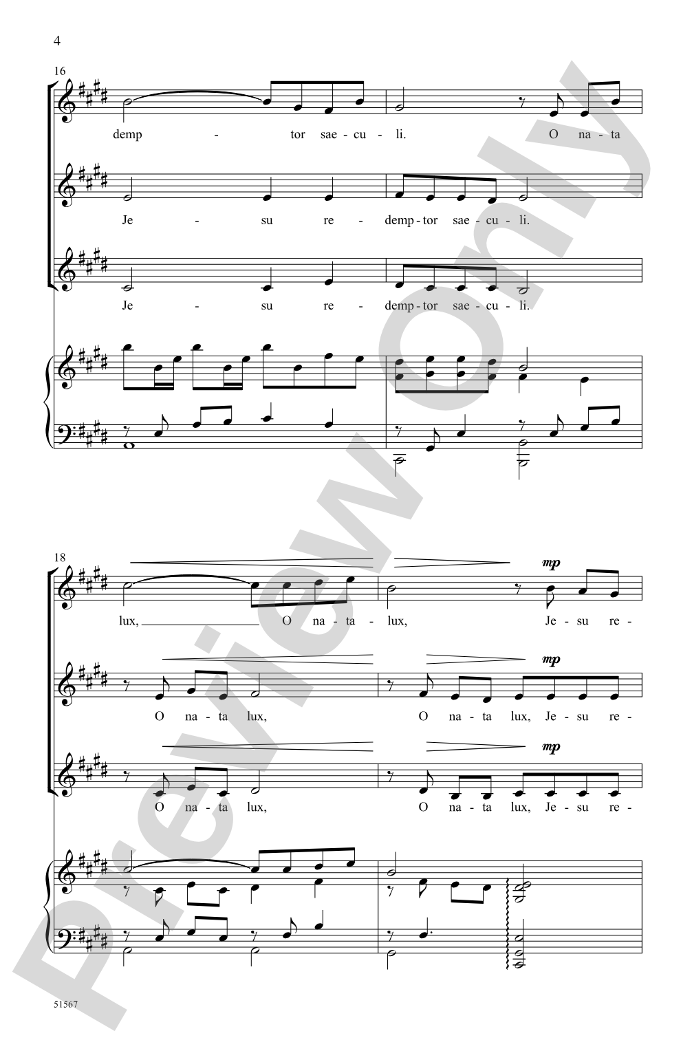 O Nata Lux: SSA Choral Octavo