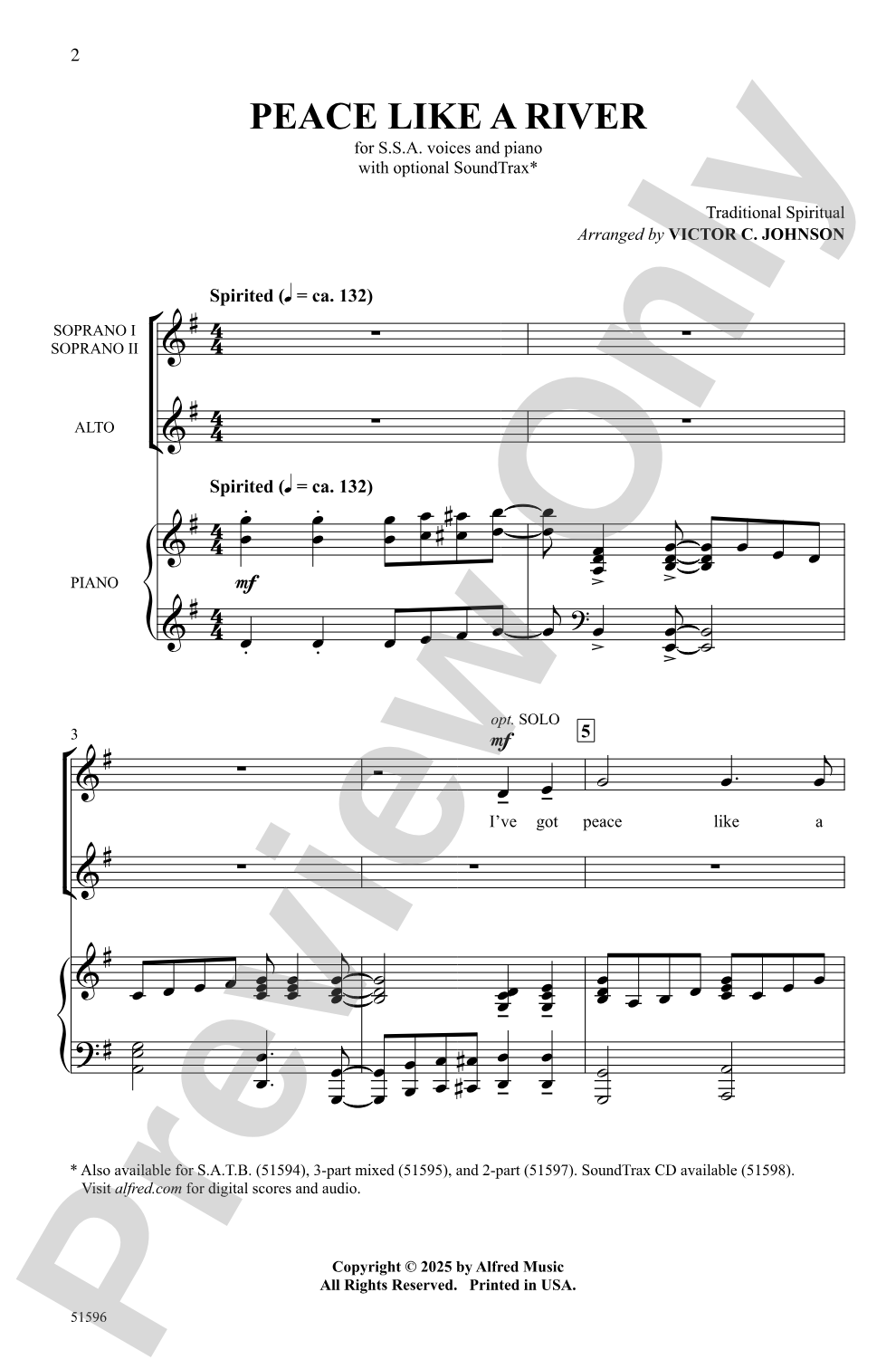 Peace Like a River: SSA Choral Octavo