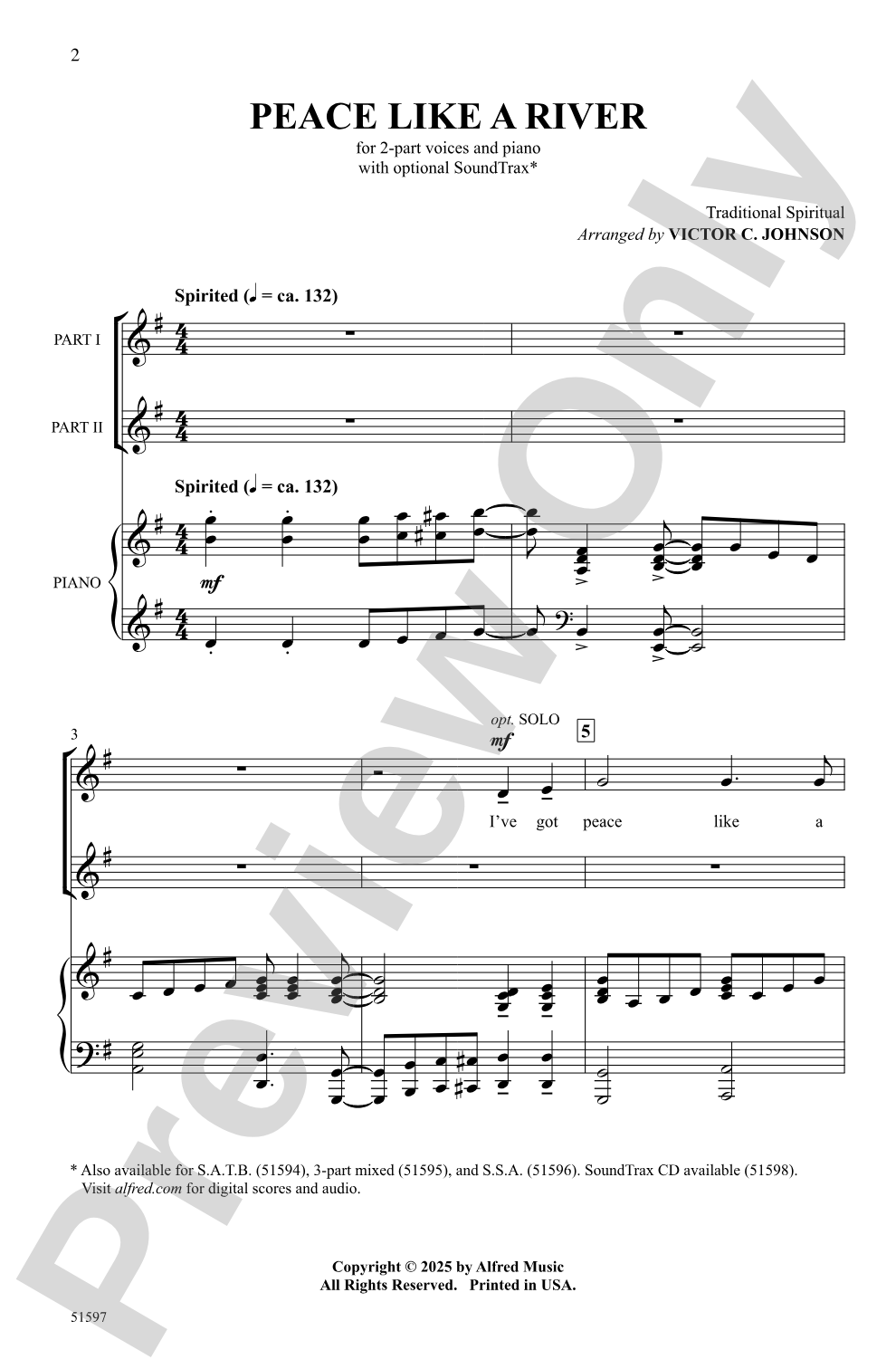 Peace Like a River: 2-Part Choral Octavo