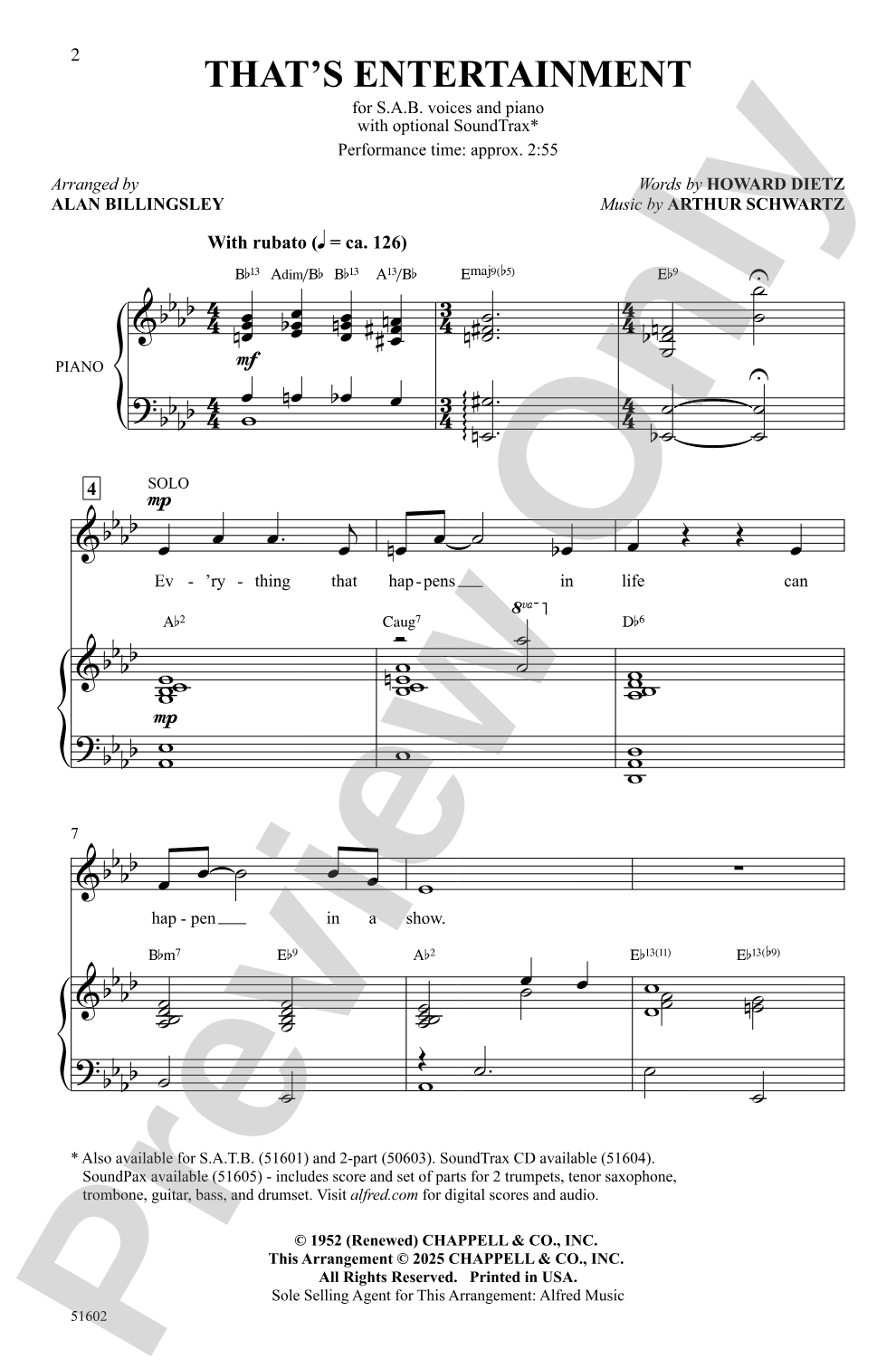 That's Entertainment: SAB Choral Octavo