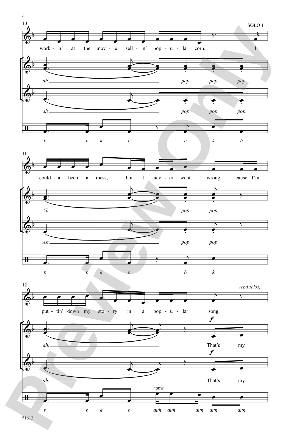 Popular Song: SSA <i>a cappella</i> Choral Octavo