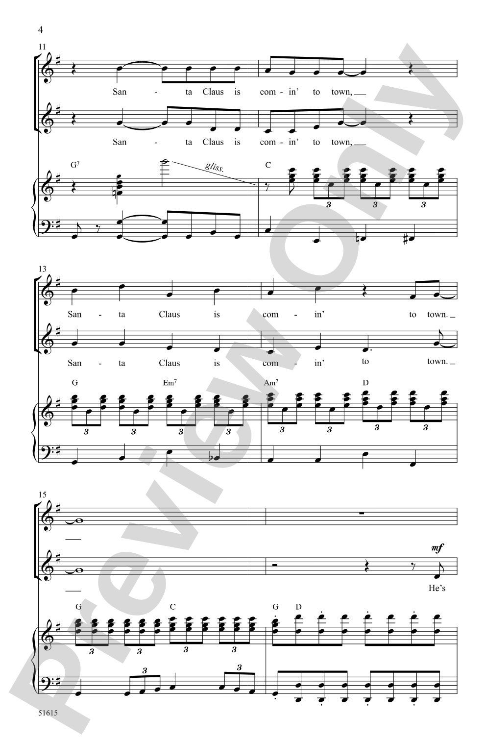Santa Claus Is Comin' to Town: 2-Part Choral Octavo
