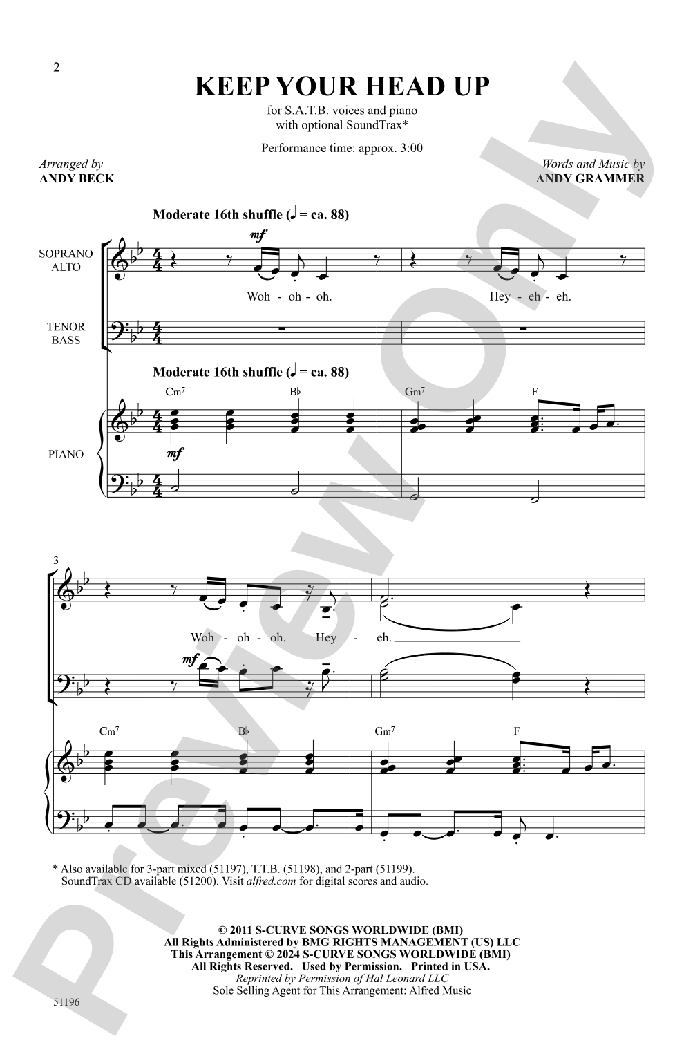 Keep Your Head Up: SATB Choral Octavo