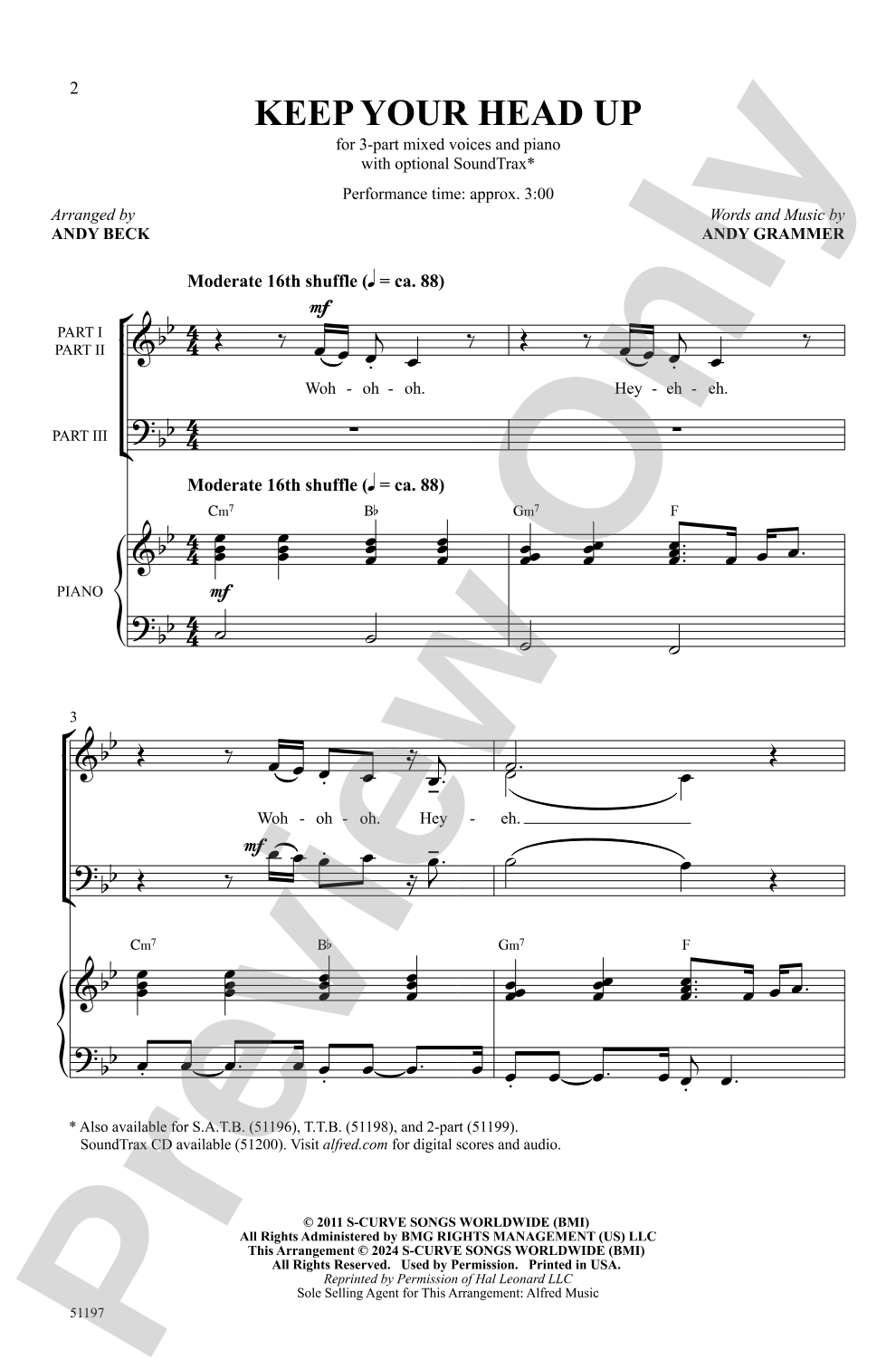 Keep Your Head Up: 3-Part Mixed Choral Octavo