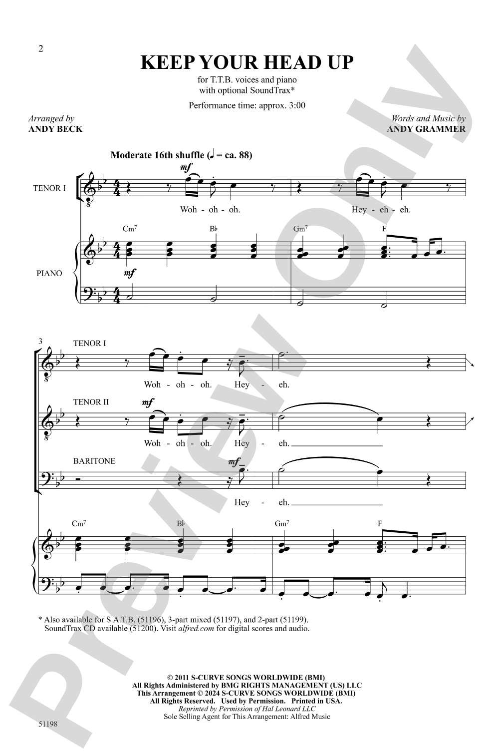Keep Your Head Up: TTB Choral Octavo