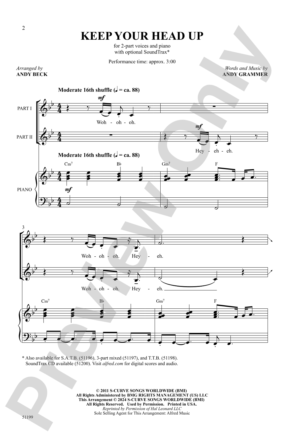 Keep Your Head Up: 2-Part Choral Octavo