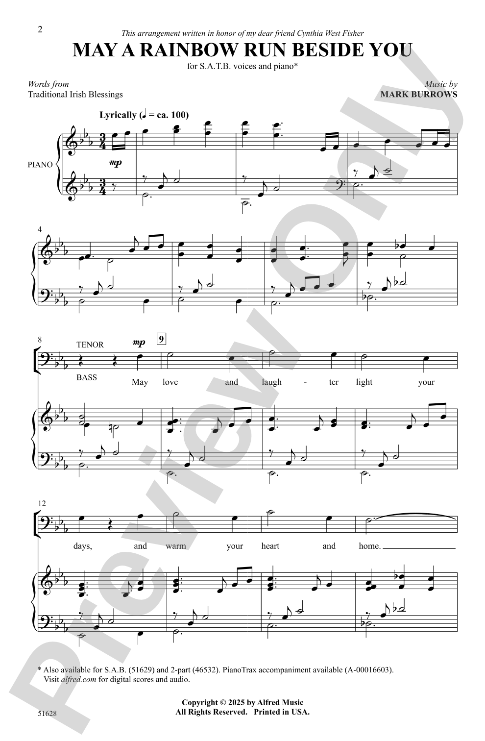 May a Rainbow Run Beside You: SATB Choral Octavo