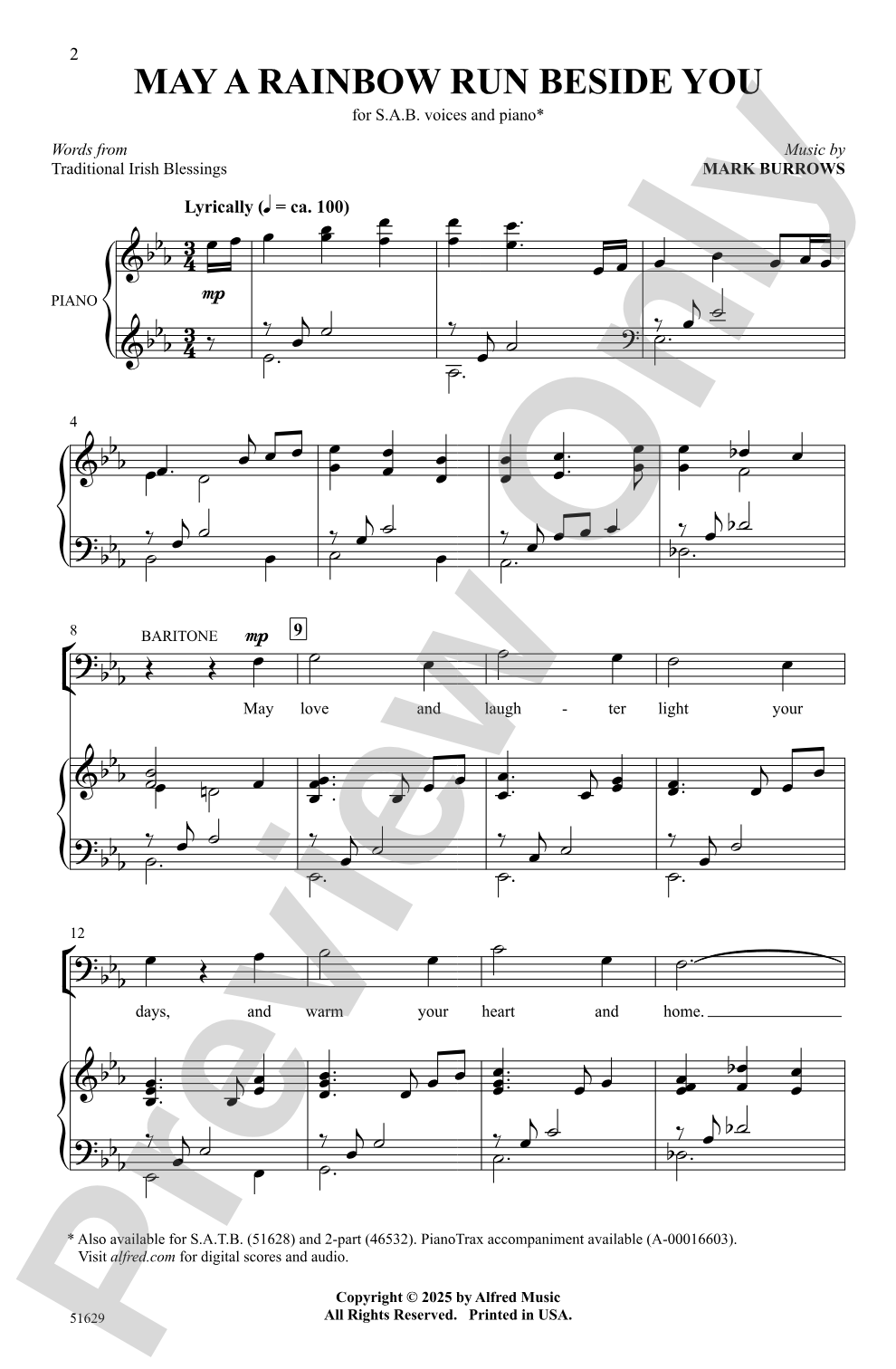 May a Rainbow Run Beside You: SAB Choral Octavo