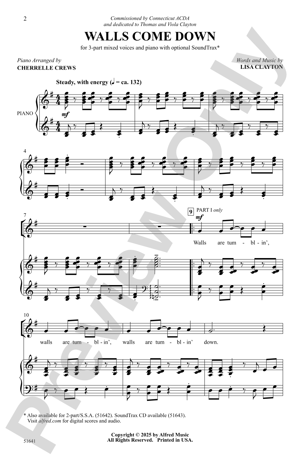 Walls Come Down: 3-Part Mixed Choral Octavo