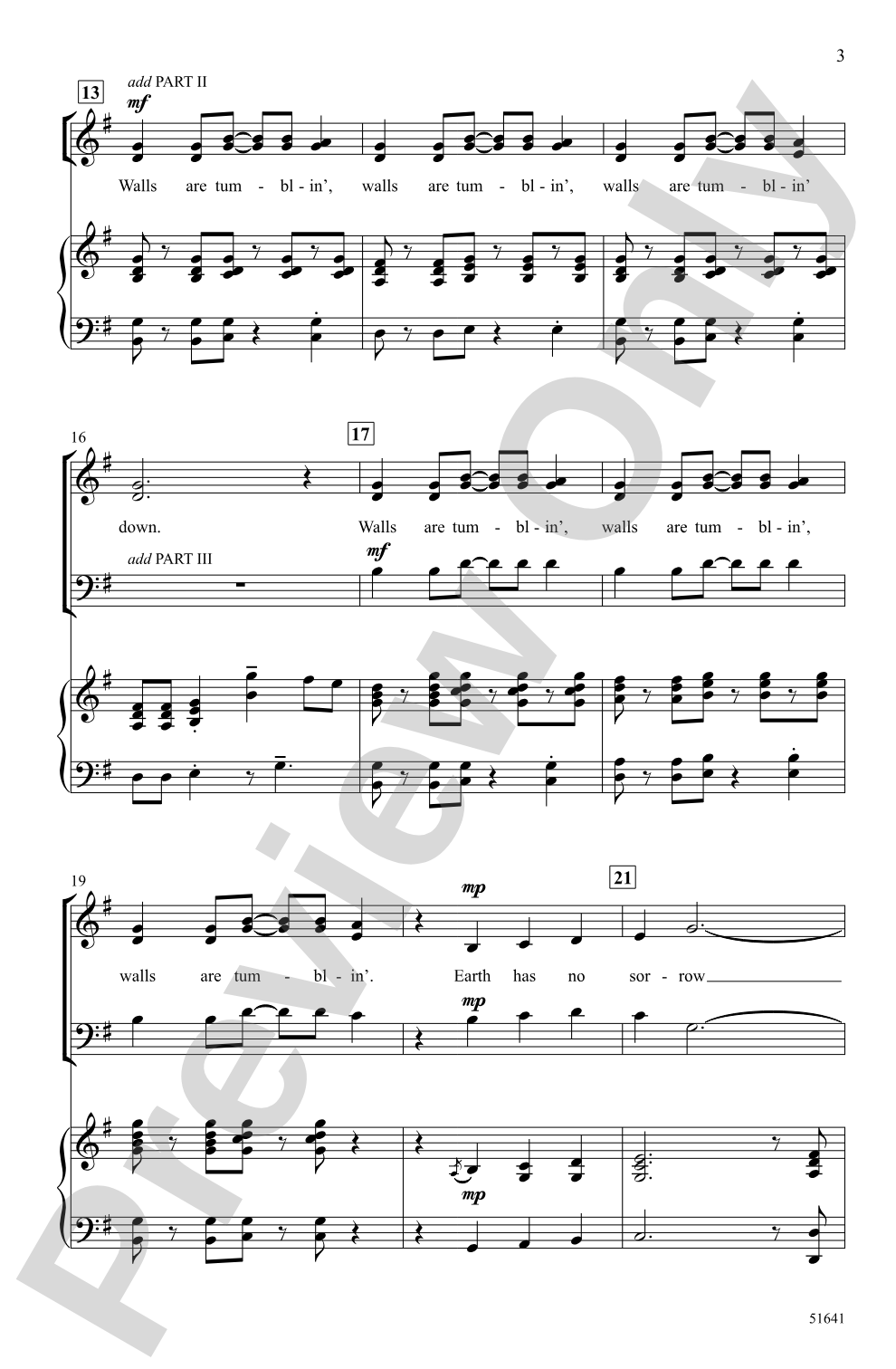Walls Come Down: 3-Part Mixed Choral Octavo