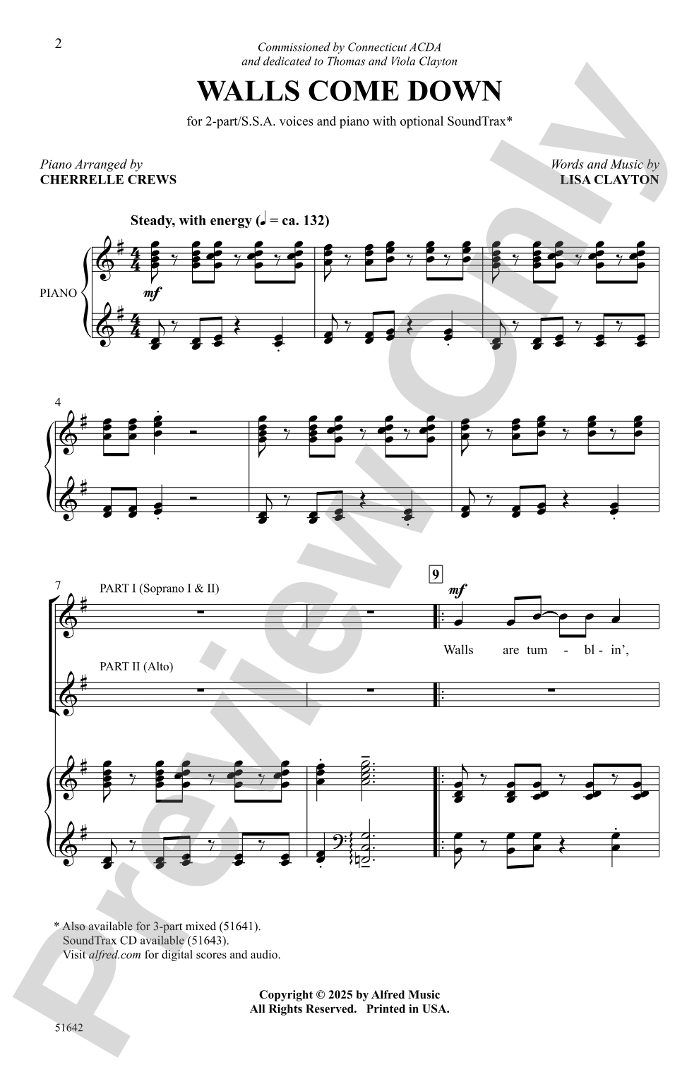 Walls Come Down: 2-Part/SSA Choral Octavo