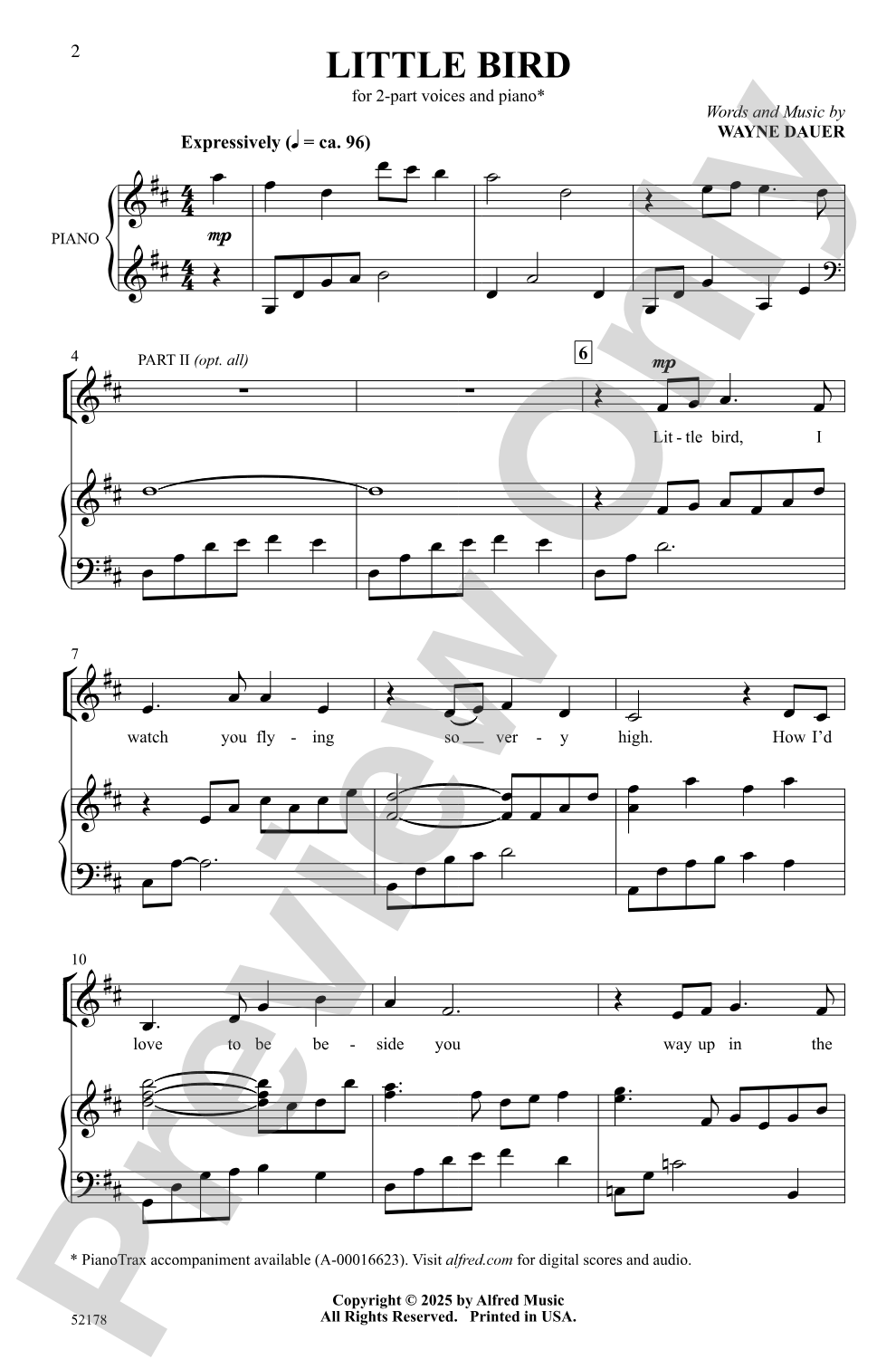Little Bird: 2-Part Choral Octavo