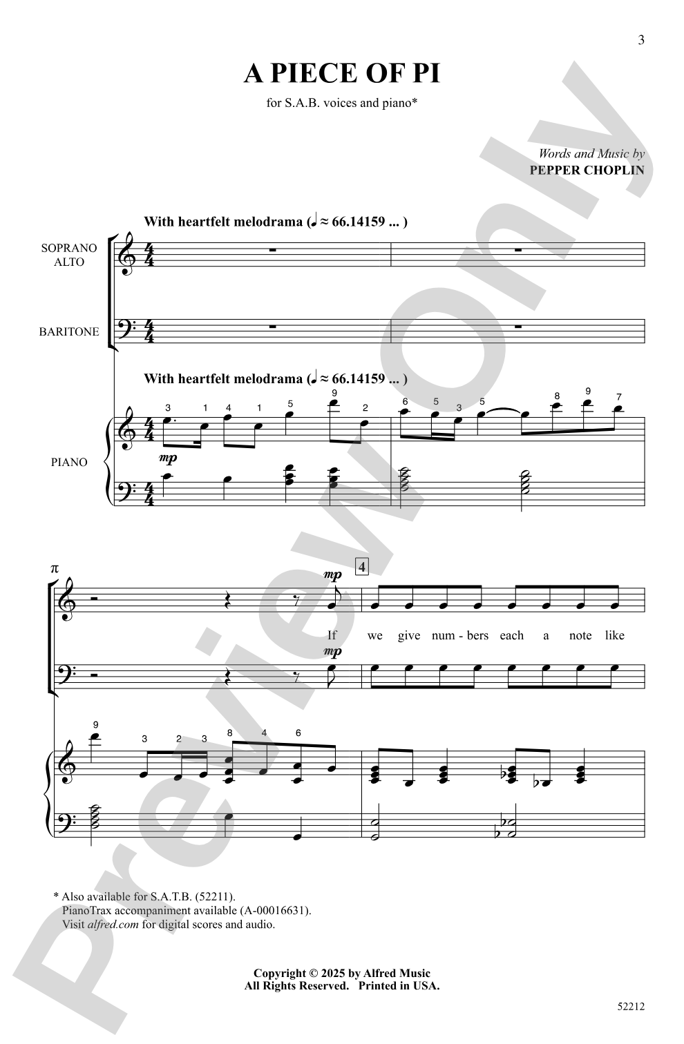 A Piece of Pi: SAB Choral Octavo