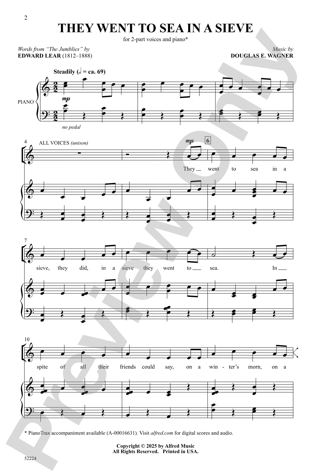 They Went to Sea in a Sieve: 2-Part Choral Octavo