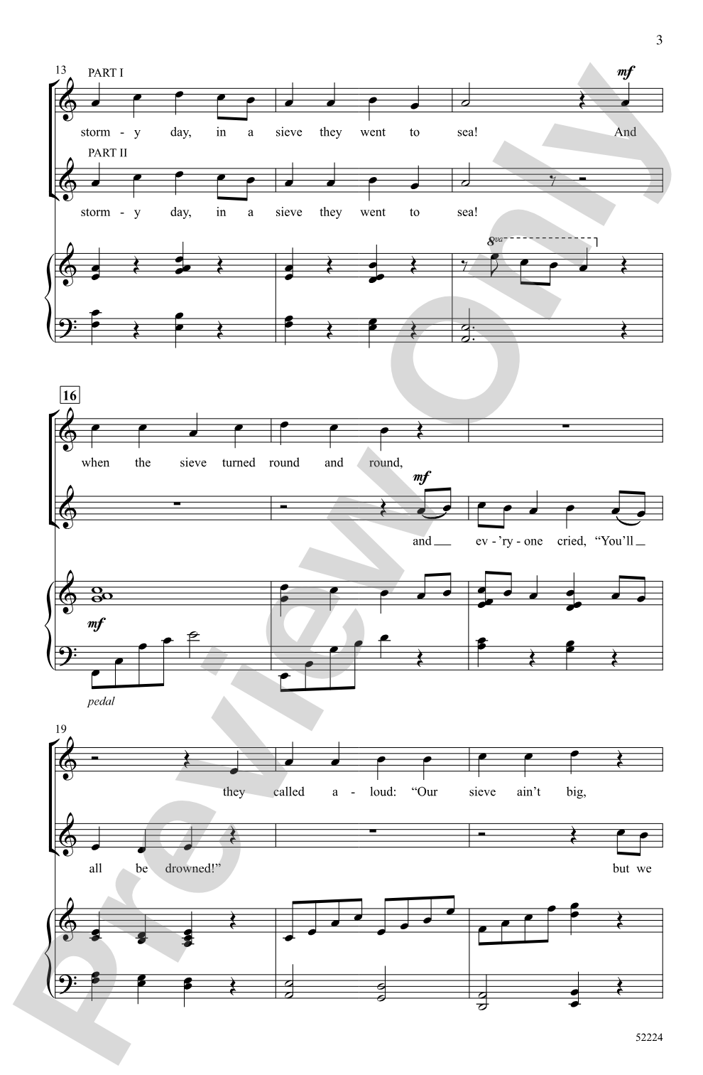 They Went to Sea in a Sieve: 2-Part Choral Octavo