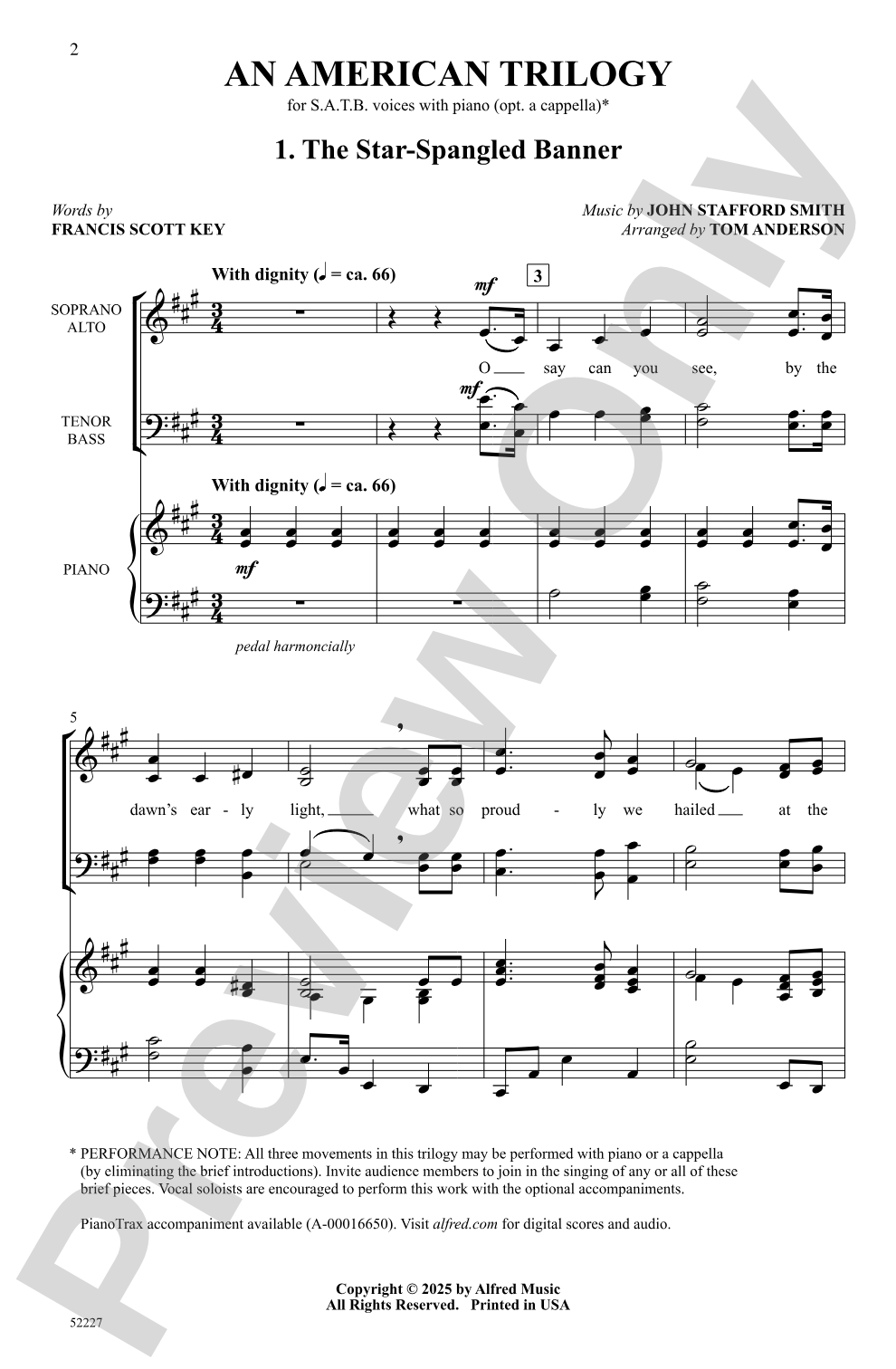 An American Trilogy: SATB, opt. <i>a cappella</i> Choral Octavo