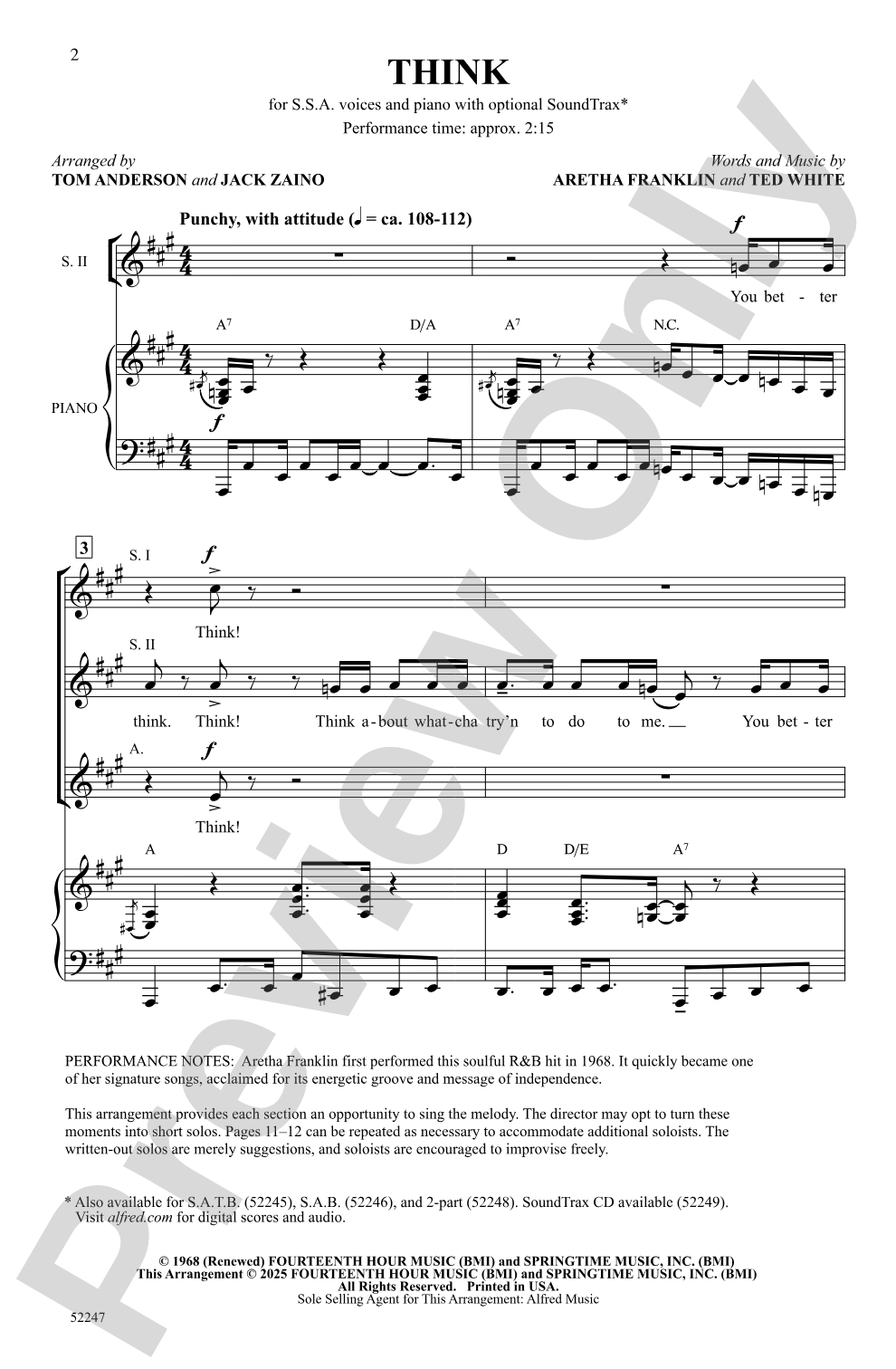 Think: SSA Choral Octavo