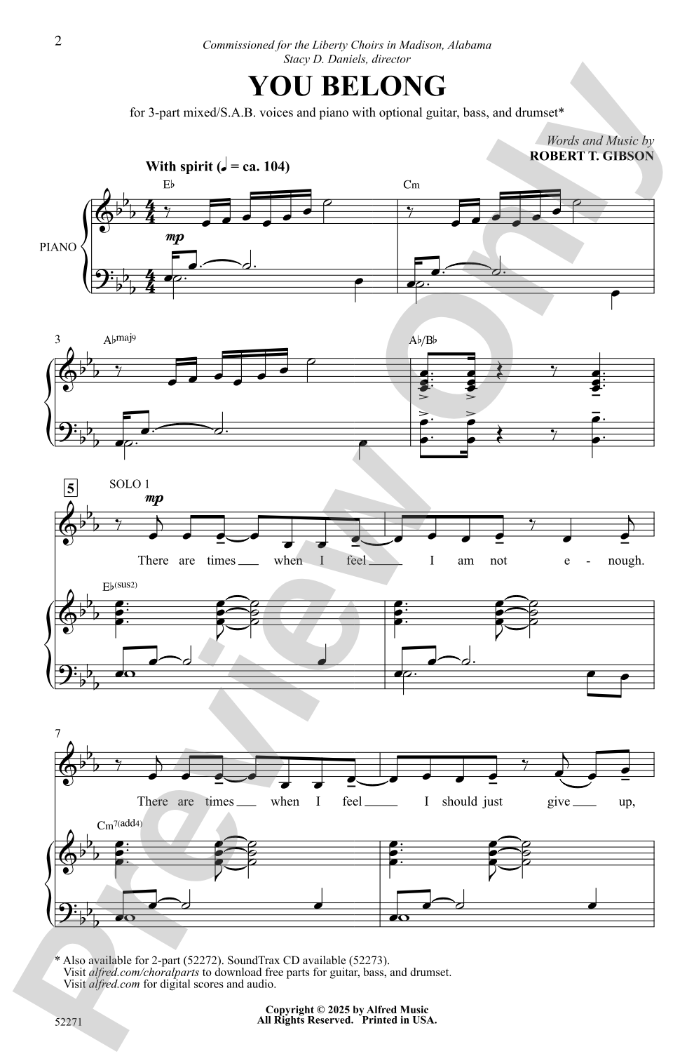 You Belong: 3-Part Mixed/SAB Choral Octavo