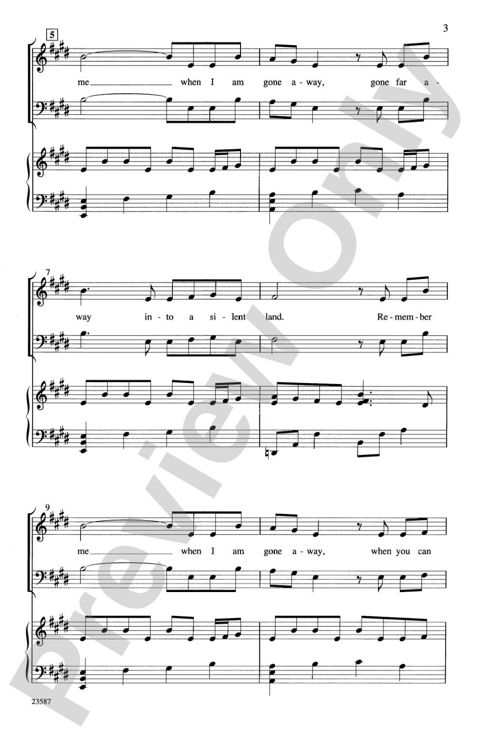 Remember Me: SAB Choral Octavo