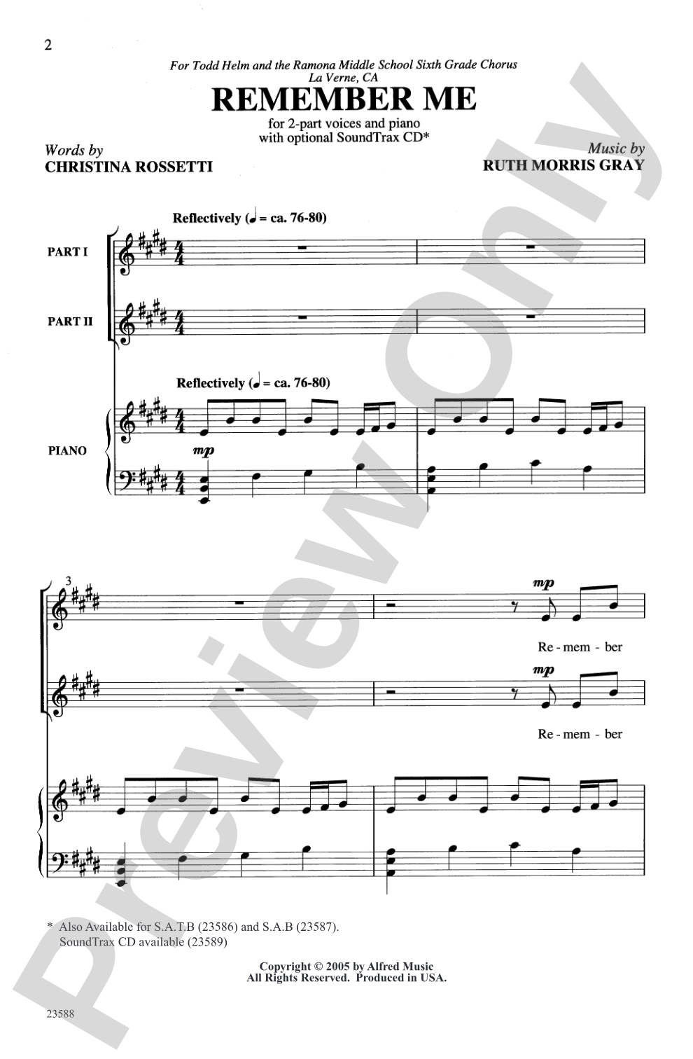 Remember Me: 2-Part Choral Octavo