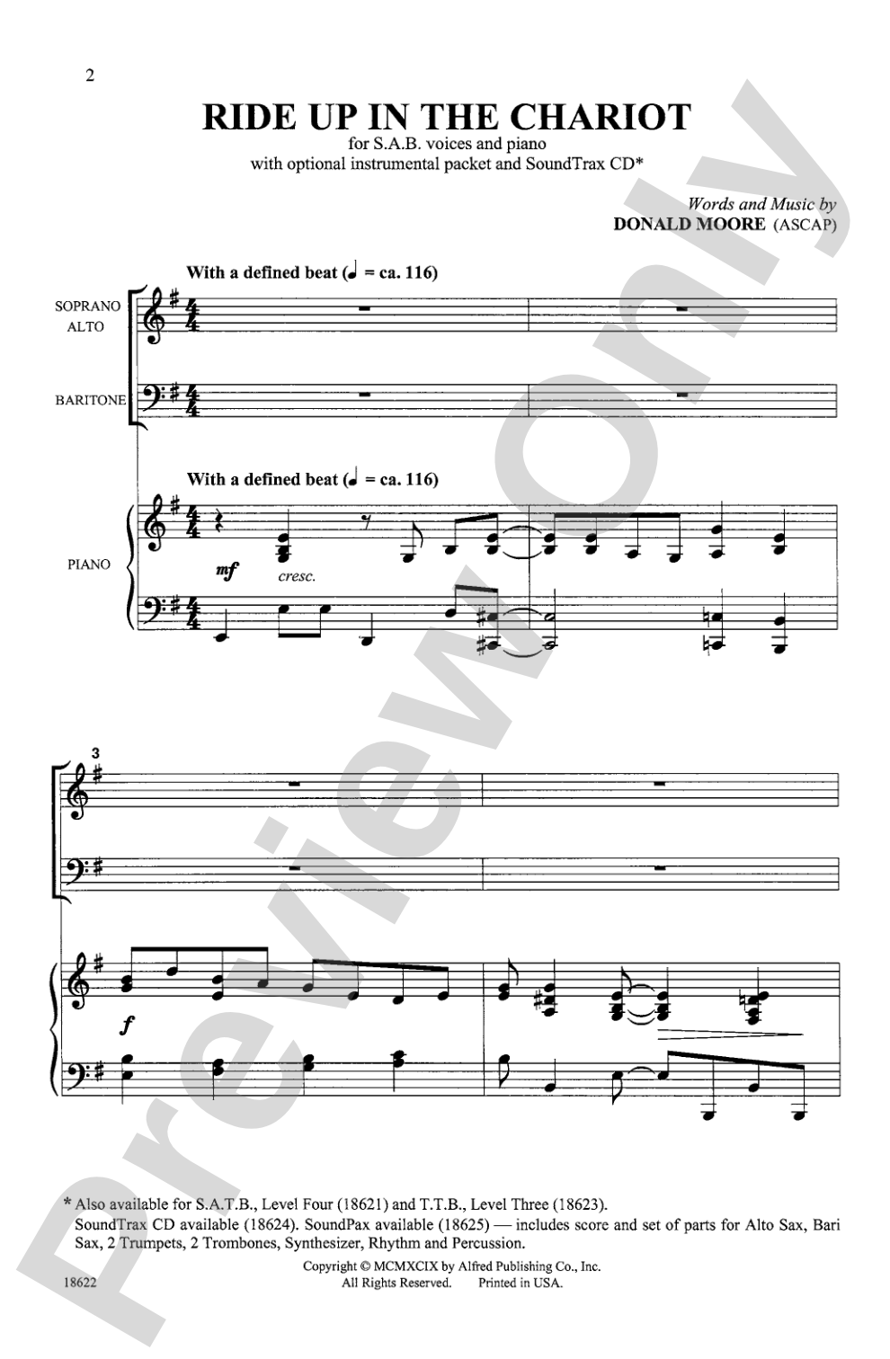 Ride Up in the Chariot: SAB Choral Octavo