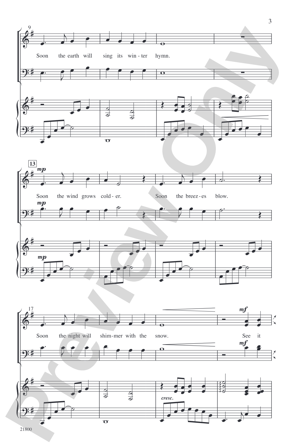 The Snow Begins to Fall: SATB Choral Octavo