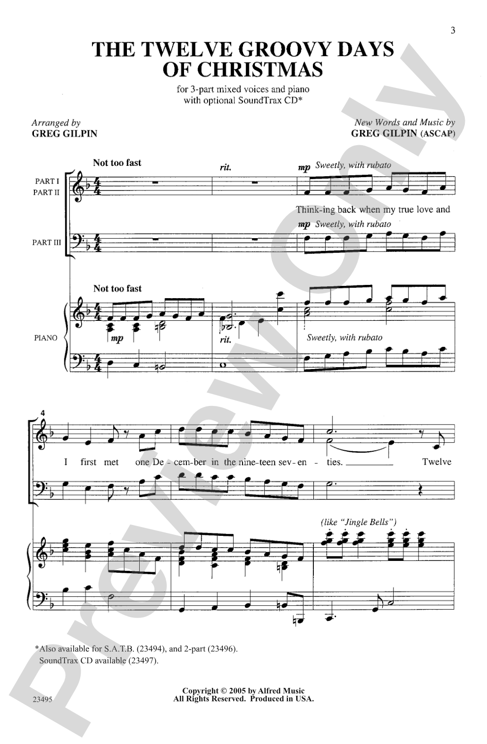 The Twelve Groovy Days of Christmas: 3-Part Mixed Choral Octavo