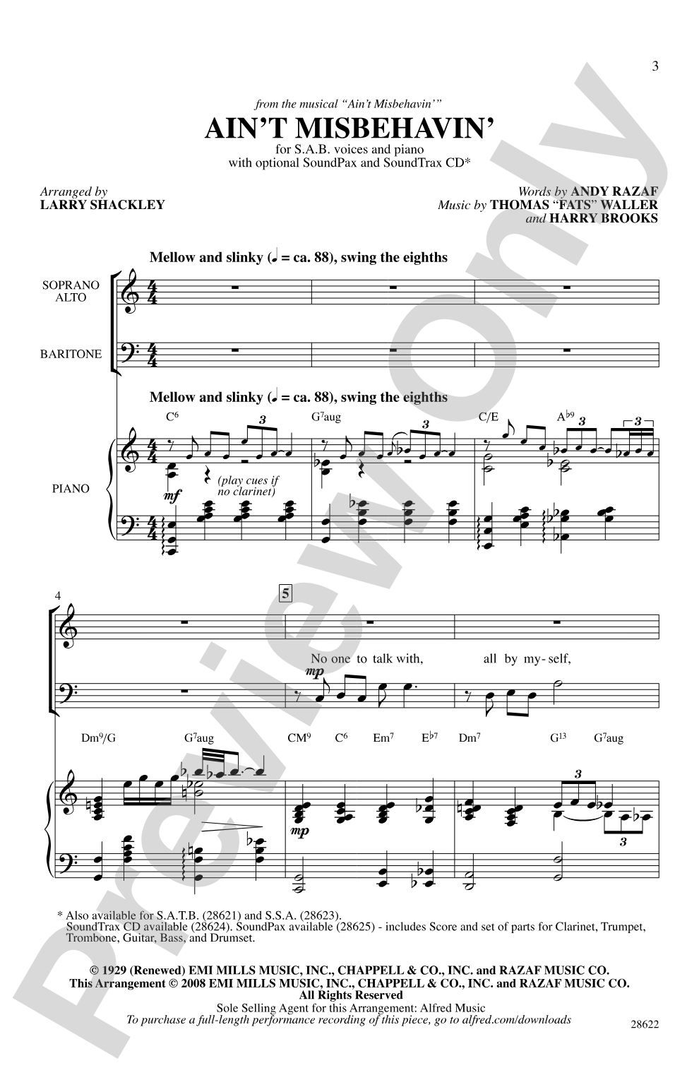 Ain't Misbehavin': SAB Choral Octavo