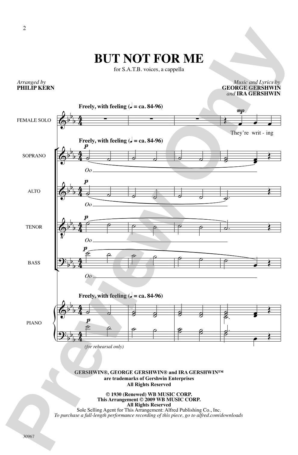 But Not for Me: SATB <i>a cappella</i> Choral Octavo