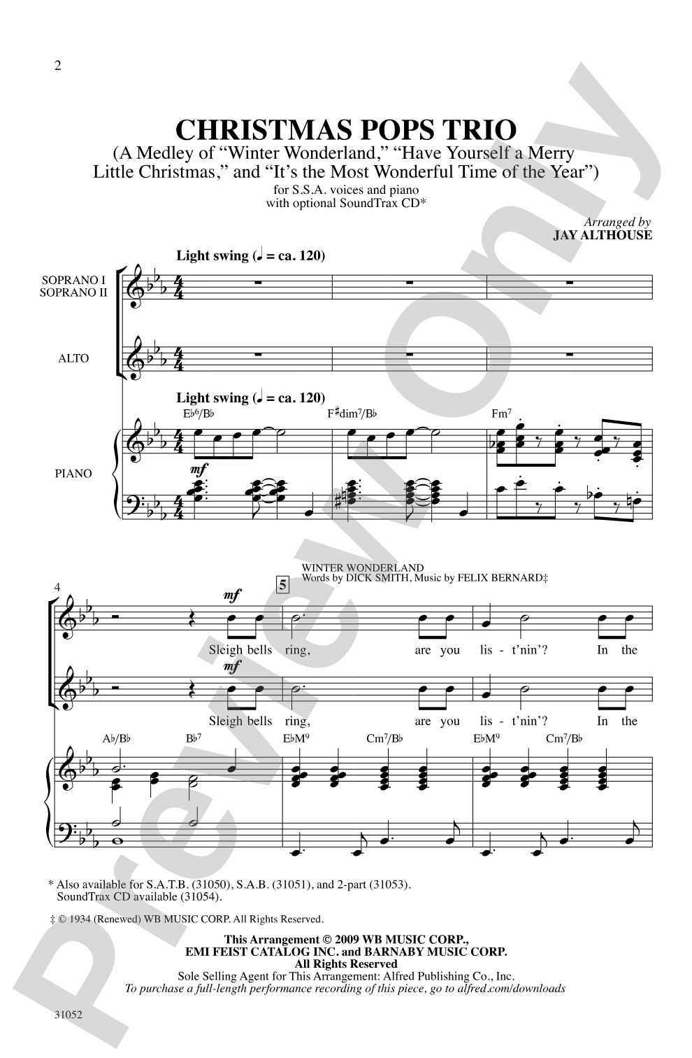 Christmas Pops Trio (A Medley): SSA Choral Octavo