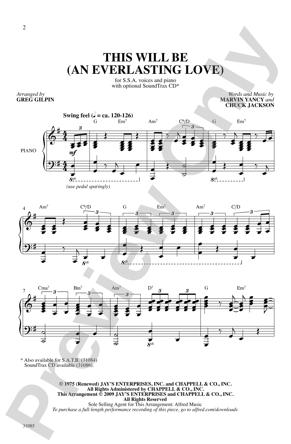 This Will Be (An Everlasting Love): SSA Choral Octavo