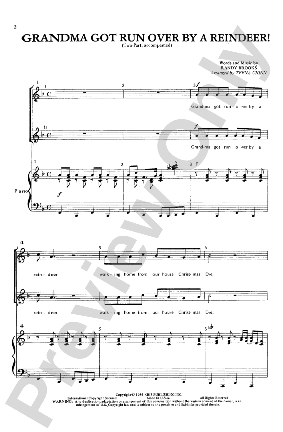 Grandma Got Run Over by a Reindeer: 2-Part Choral Octavo